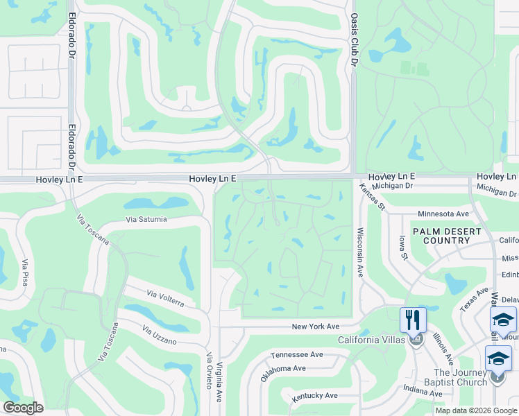 map of restaurants, bars, coffee shops, grocery stores, and more near 42204 Sultan Avenue in Palm Desert