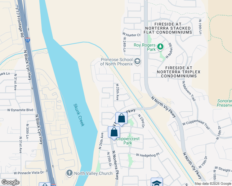 map of restaurants, bars, coffee shops, grocery stores, and more near 28406 North 25th Avenue in Phoenix