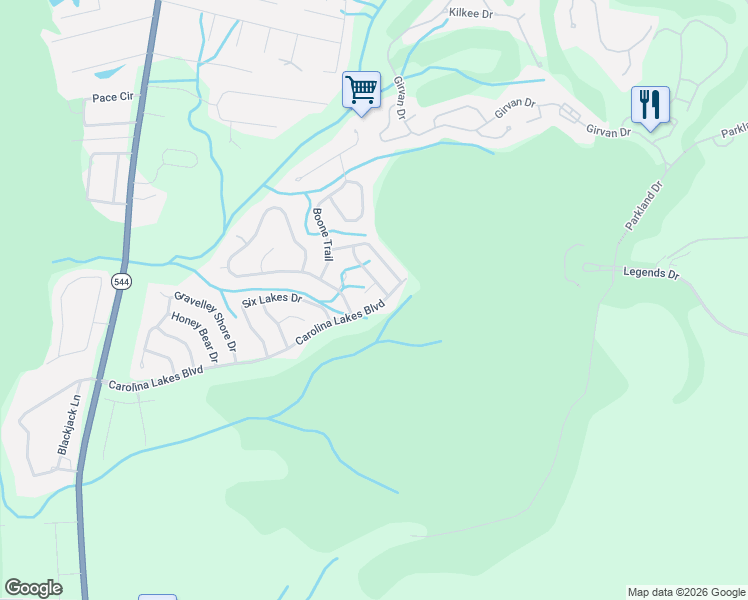 map of restaurants, bars, coffee shops, grocery stores, and more near 102 Benchmark Court in Myrtle Beach