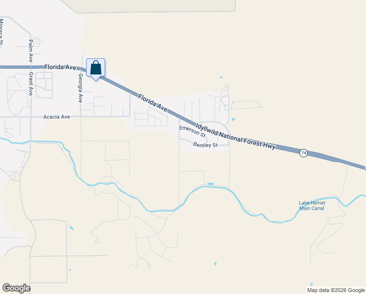 map of restaurants, bars, coffee shops, grocery stores, and more near 26111 Parmelee Court in Hemet