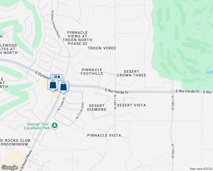 map of restaurants, bars, coffee shops, grocery stores, and more near 28275 North 113th Way in Scottsdale