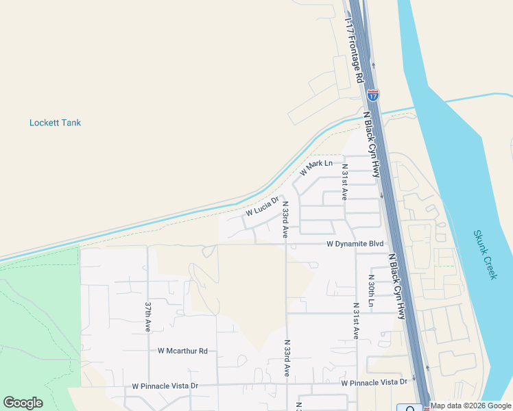 map of restaurants, bars, coffee shops, grocery stores, and more near 3340 West Lucia Drive in Phoenix