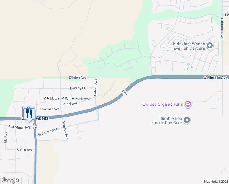 map of restaurants, bars, coffee shops, grocery stores, and more near 34110 Bethel Avenue in Hemet