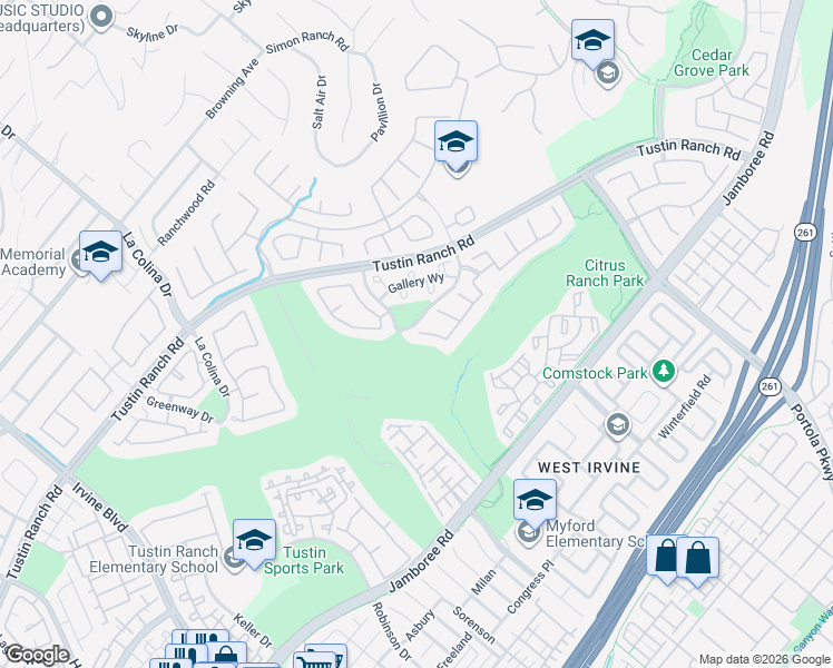 map of restaurants, bars, coffee shops, grocery stores, and more near 2610 Saint Simons in Tustin