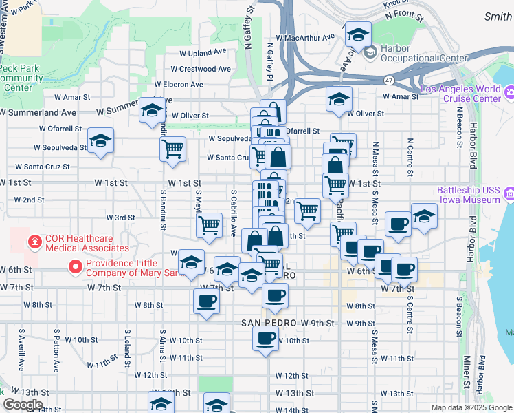 map of restaurants, bars, coffee shops, grocery stores, and more near 732 West 2nd Street in Los Angeles