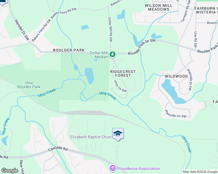 map of restaurants, bars, coffee shops, grocery stores, and more near 417 Utoy Circle Southwest in Atlanta