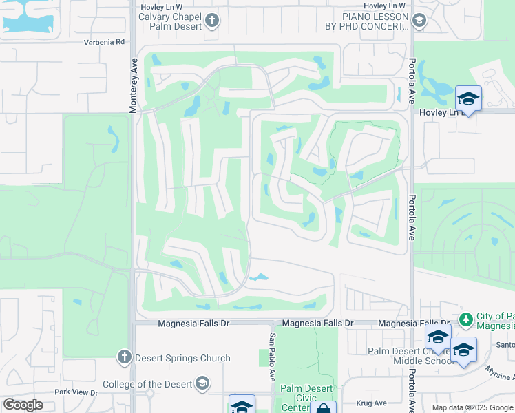 map of restaurants, bars, coffee shops, grocery stores, and more near 122 Conejo Circle in Palm Desert