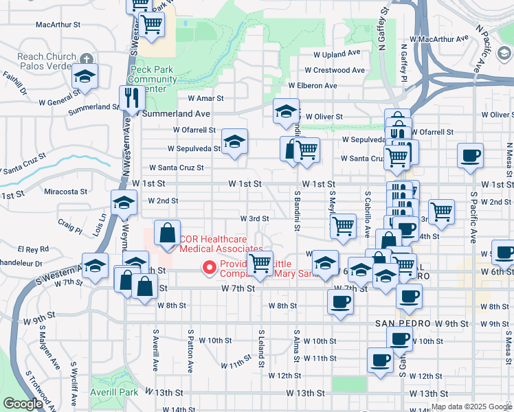 map of restaurants, bars, coffee shops, grocery stores, and more near 1153 West 2nd Street in Los Angeles