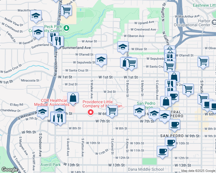 map of restaurants, bars, coffee shops, grocery stores, and more near 1173 West 2nd Street in Los Angeles