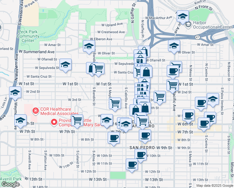 map of restaurants, bars, coffee shops, grocery stores, and more near 862 West 2nd Street in Los Angeles