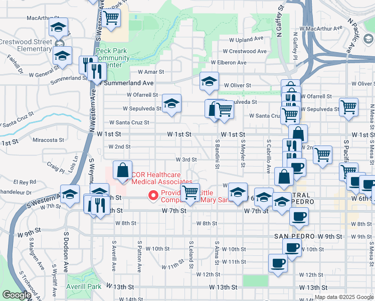map of restaurants, bars, coffee shops, grocery stores, and more near 1153 West 2nd Street in Los Angeles