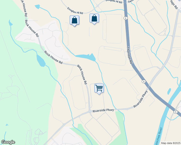 map of restaurants, bars, coffee shops, grocery stores, and more near 2480 Rock House Road in Lithia Springs