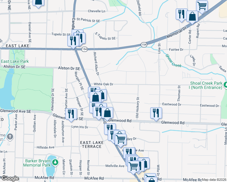map of restaurants, bars, coffee shops, grocery stores, and more near 2528 Amelia Avenue in Decatur