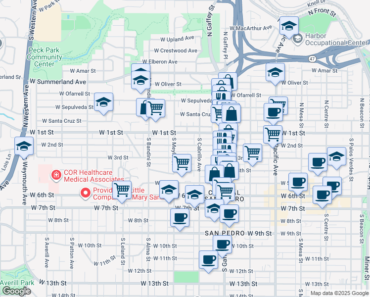 map of restaurants, bars, coffee shops, grocery stores, and more near 862 West 2nd Street in Los Angeles