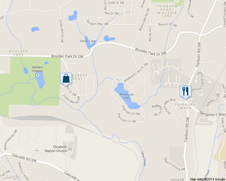 map of restaurants, bars, coffee shops, grocery stores, and more near 688 Plainville Drive Southwest in Atlanta