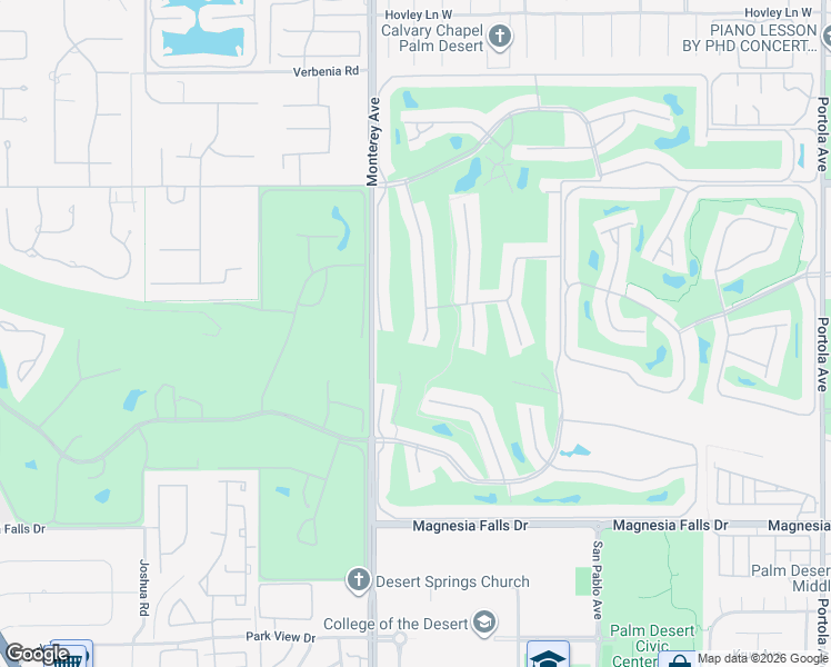 map of restaurants, bars, coffee shops, grocery stores, and more near 285 Serena Drive in Palm Desert
