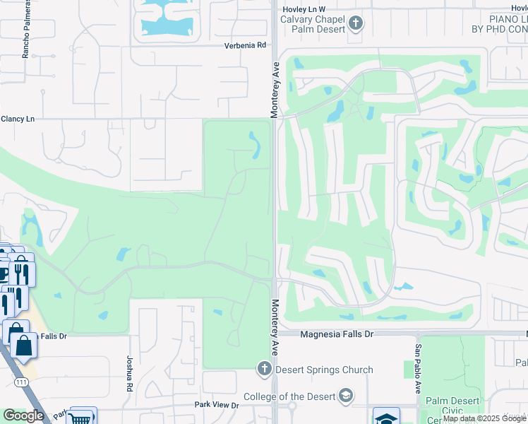 map of restaurants, bars, coffee shops, grocery stores, and more near 47 Juan Carlos Dr in Rancho Mirage