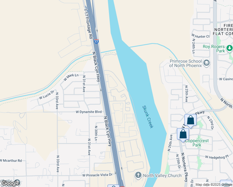 map of restaurants, bars, coffee shops, grocery stores, and more near 28425 North Black Canyon Highway in Phoenix
