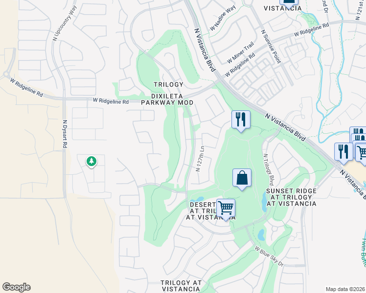 map of restaurants, bars, coffee shops, grocery stores, and more near 28608 North 128th Drive in Peoria