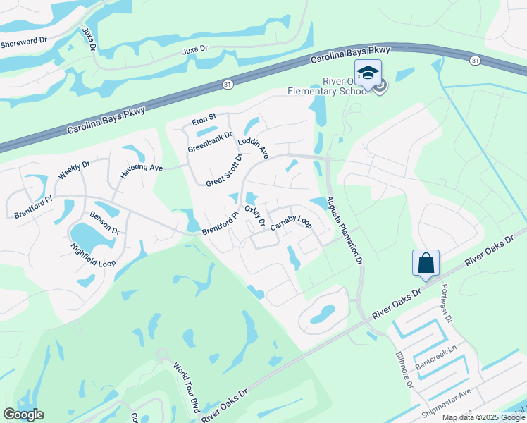 map of restaurants, bars, coffee shops, grocery stores, and more near 205 Threshing Way in Myrtle Beach