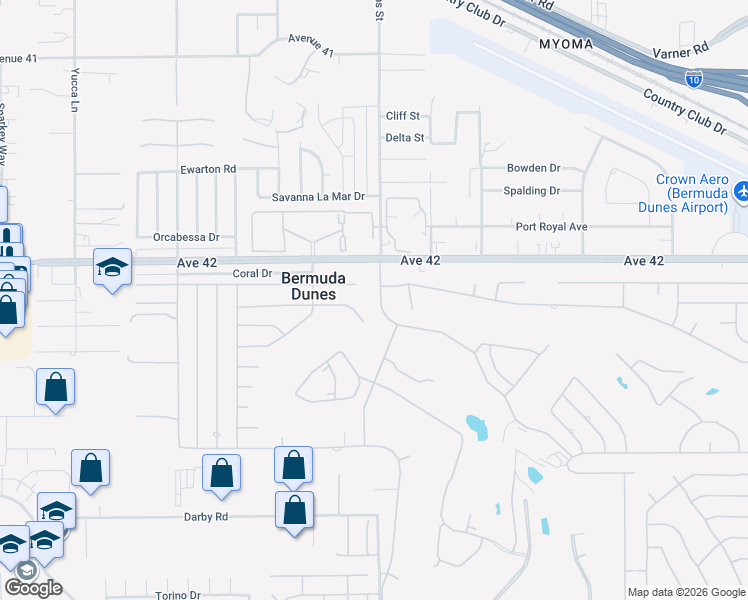 map of restaurants, bars, coffee shops, grocery stores, and more near in Bermuda Dunes