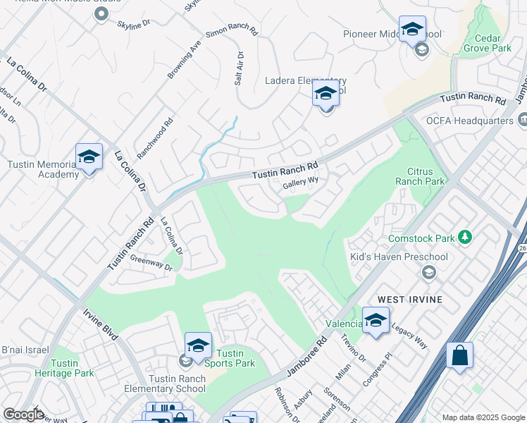 map of restaurants, bars, coffee shops, grocery stores, and more near 2531 Aquasanta in Tustin