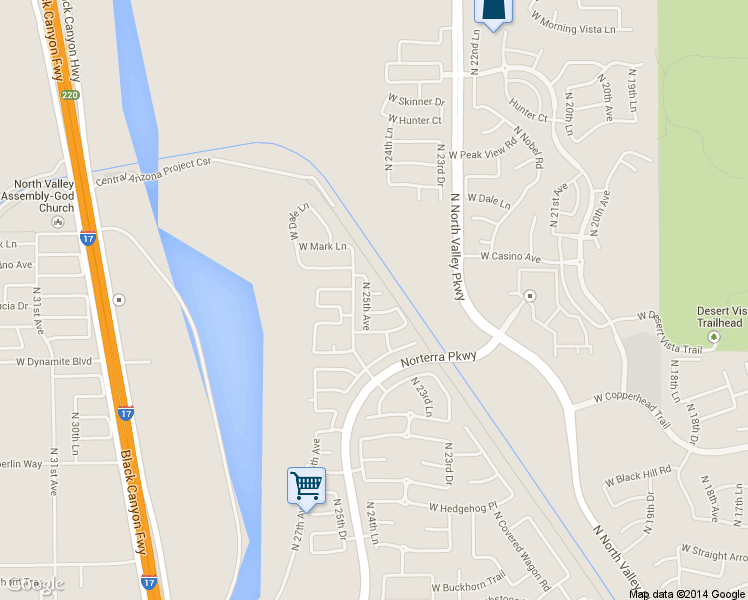 map of restaurants, bars, coffee shops, grocery stores, and more near 2421 West Cordia Lane in Phoenix