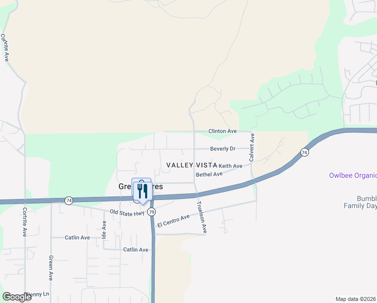 map of restaurants, bars, coffee shops, grocery stores, and more near 33671 Beverly Drive in Hemet