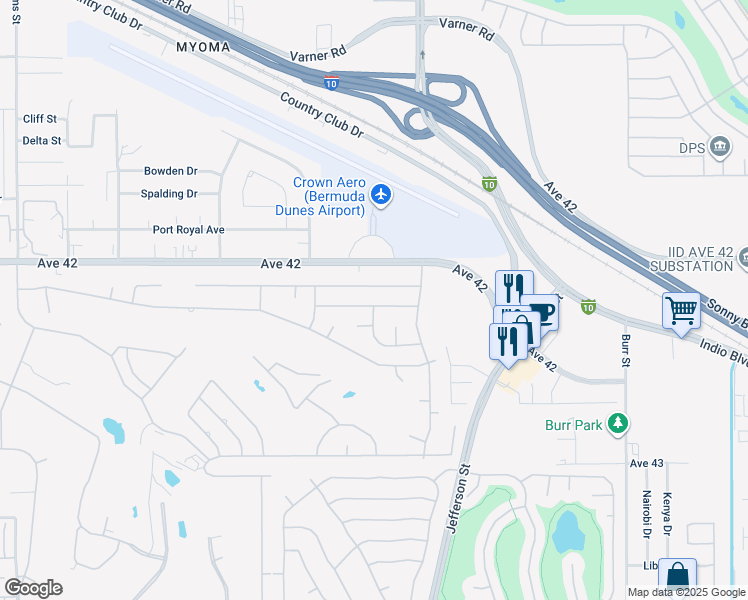 map of restaurants, bars, coffee shops, grocery stores, and more near 79900 Trinidad Drive in Bermuda Dunes