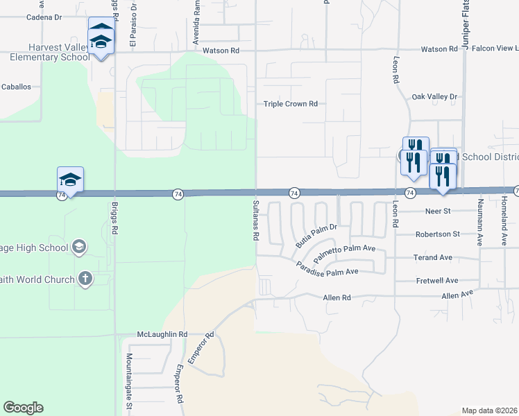 map of restaurants, bars, coffee shops, grocery stores, and more near 26040 Sultanas Road in Homeland
