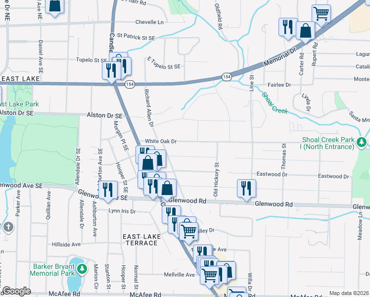 map of restaurants, bars, coffee shops, grocery stores, and more near 2528 Amelia Avenue in Decatur