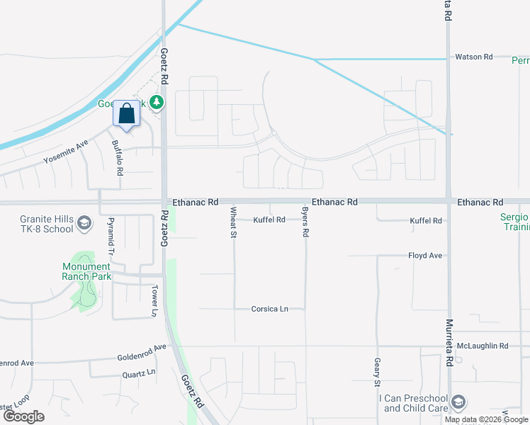 map of restaurants, bars, coffee shops, grocery stores, and more near 25360 Kuffel Road in Menifee