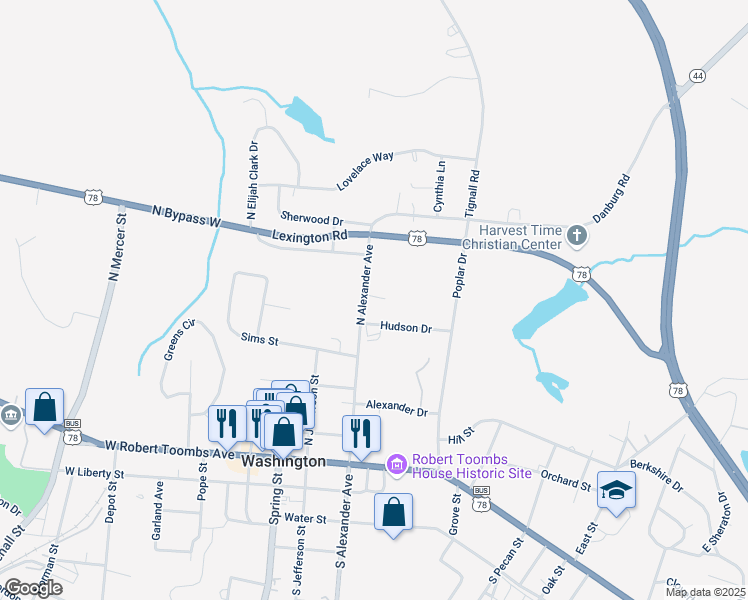 map of restaurants, bars, coffee shops, grocery stores, and more near 509 North Alexander Avenue in Washington