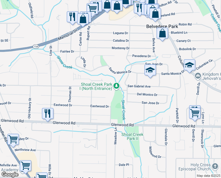 map of restaurants, bars, coffee shops, grocery stores, and more near 2897 White Oak Drive in Decatur
