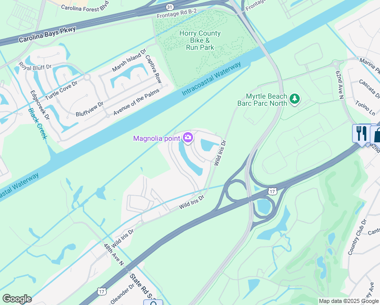 map of restaurants, bars, coffee shops, grocery stores, and more near 4823 Magnolia Lake Drive in Myrtle Beach