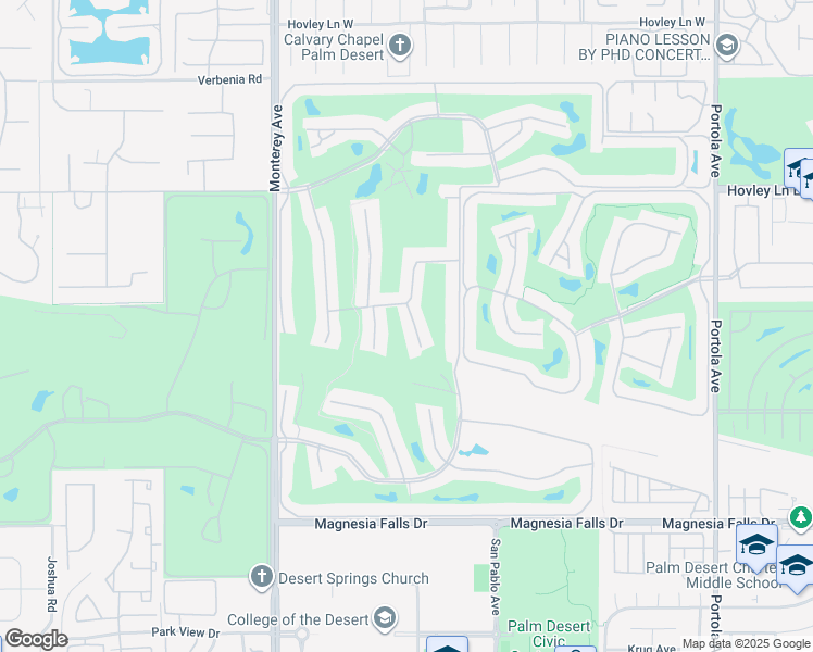 map of restaurants, bars, coffee shops, grocery stores, and more near 290 San Vincente Circle in Palm Desert