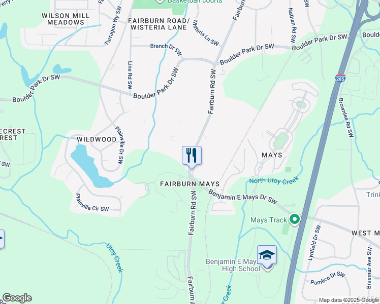 map of restaurants, bars, coffee shops, grocery stores, and more near 415 Hidden Hollow Apartments in Atlanta