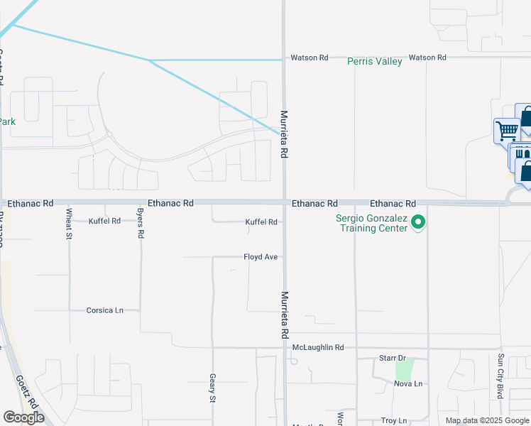 map of restaurants, bars, coffee shops, grocery stores, and more near 26041 Murrieta Road in Menifee