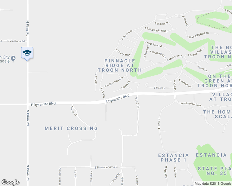 map of restaurants, bars, coffee shops, grocery stores, and more near 9355 East Mark Lane in Scottsdale