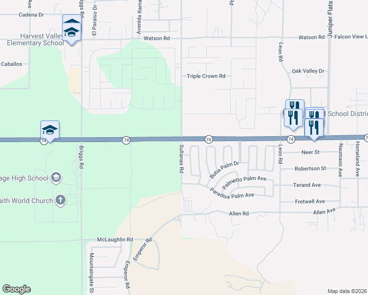 map of restaurants, bars, coffee shops, grocery stores, and more near 26040 Sultanas Rd in Homeland