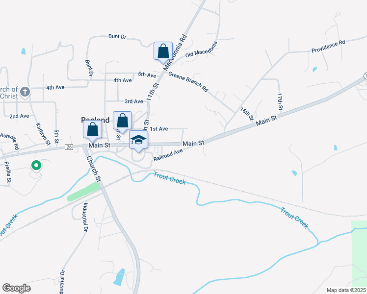 map of restaurants, bars, coffee shops, grocery stores, and more near 140 Railroad Avenue in Ragland