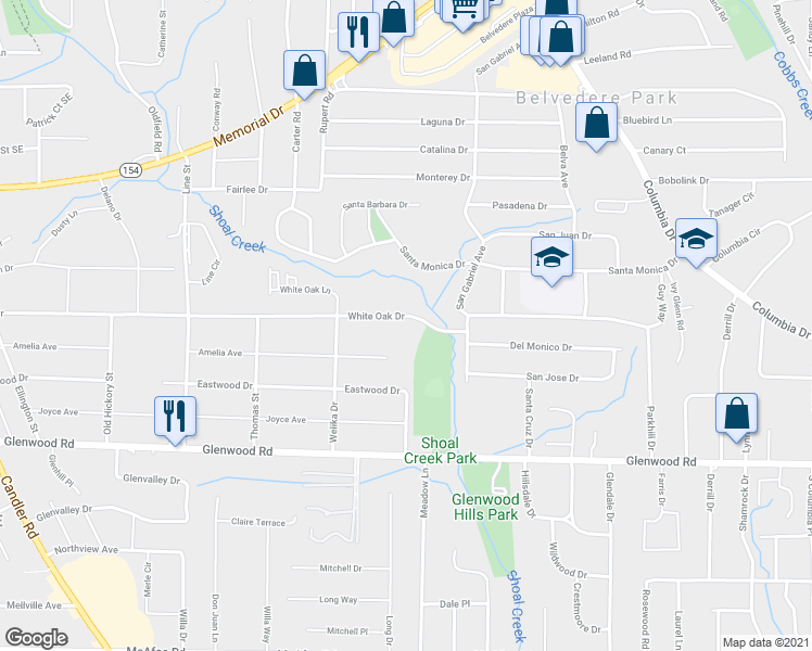 map of restaurants, bars, coffee shops, grocery stores, and more near 2897 White Oak Drive in Decatur