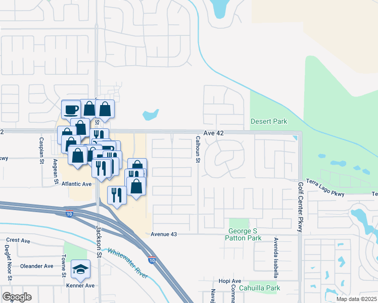 map of restaurants, bars, coffee shops, grocery stores, and more near 83453 Lonesome Dove Road in Indio