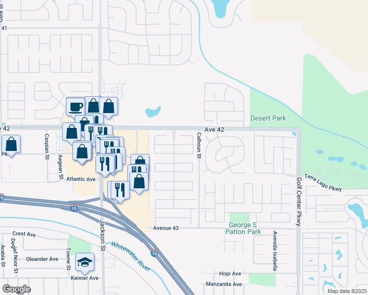 map of restaurants, bars, coffee shops, grocery stores, and more near 83421 Lonesome Dove Road in Indio