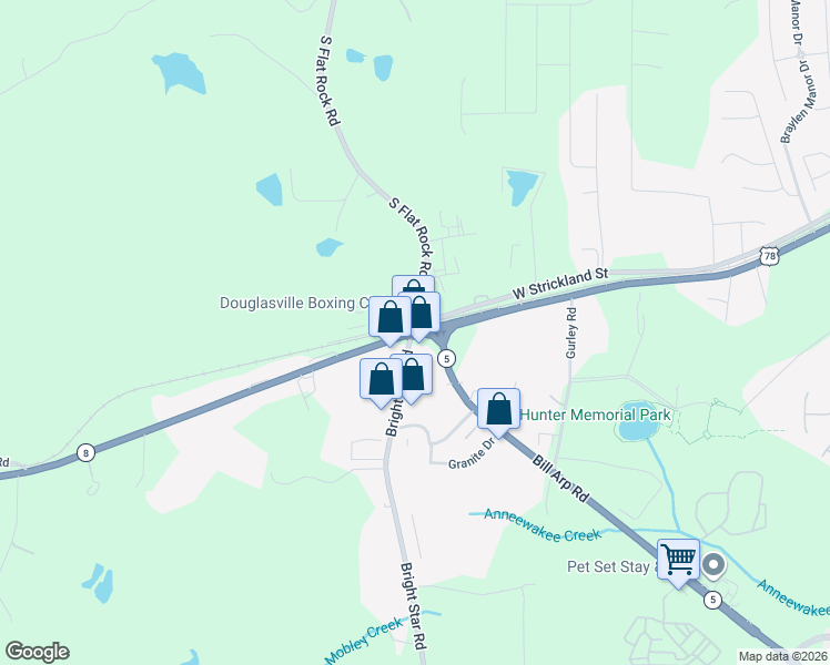 map of restaurants, bars, coffee shops, grocery stores, and more near 11931 Veterans Memorial Highway in Douglasville