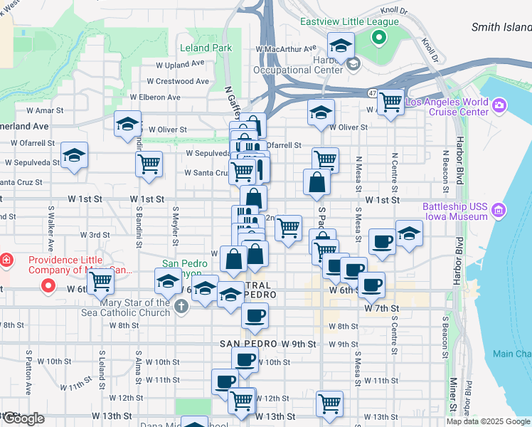 map of restaurants, bars, coffee shops, grocery stores, and more near 664 West 2nd Street in Los Angeles