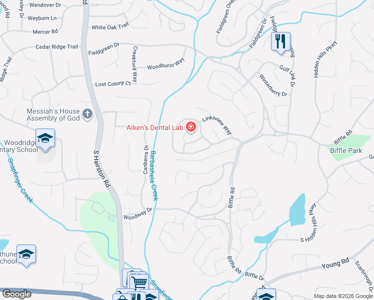map of restaurants, bars, coffee shops, grocery stores, and more near 4888 Terrace Green Way in Stone Mountain