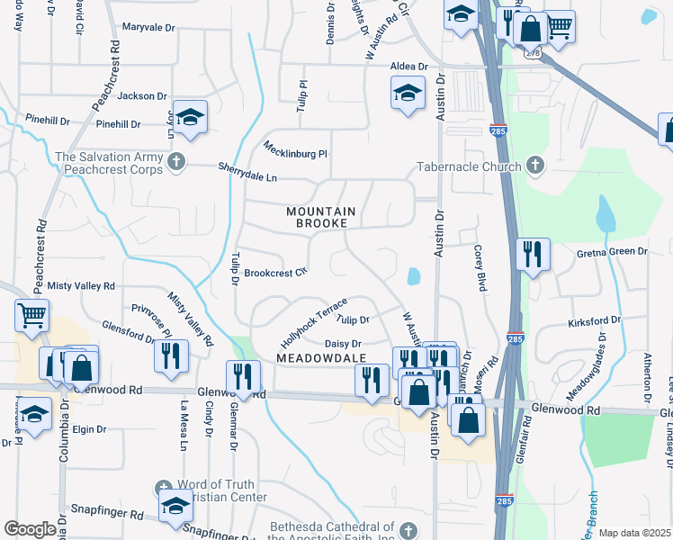 map of restaurants, bars, coffee shops, grocery stores, and more near 1669 Liberty Valley in Decatur