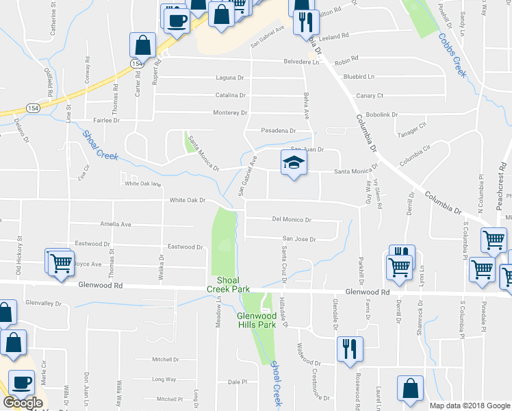 map of restaurants, bars, coffee shops, grocery stores, and more near 1713 San Gabriel Ave in Decatur