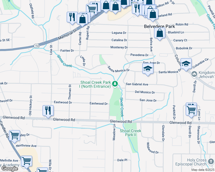 map of restaurants, bars, coffee shops, grocery stores, and more near 2889 White Oak Drive in Decatur